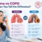 Asthma vs COPD showing differences in symptoms, causes and lung function